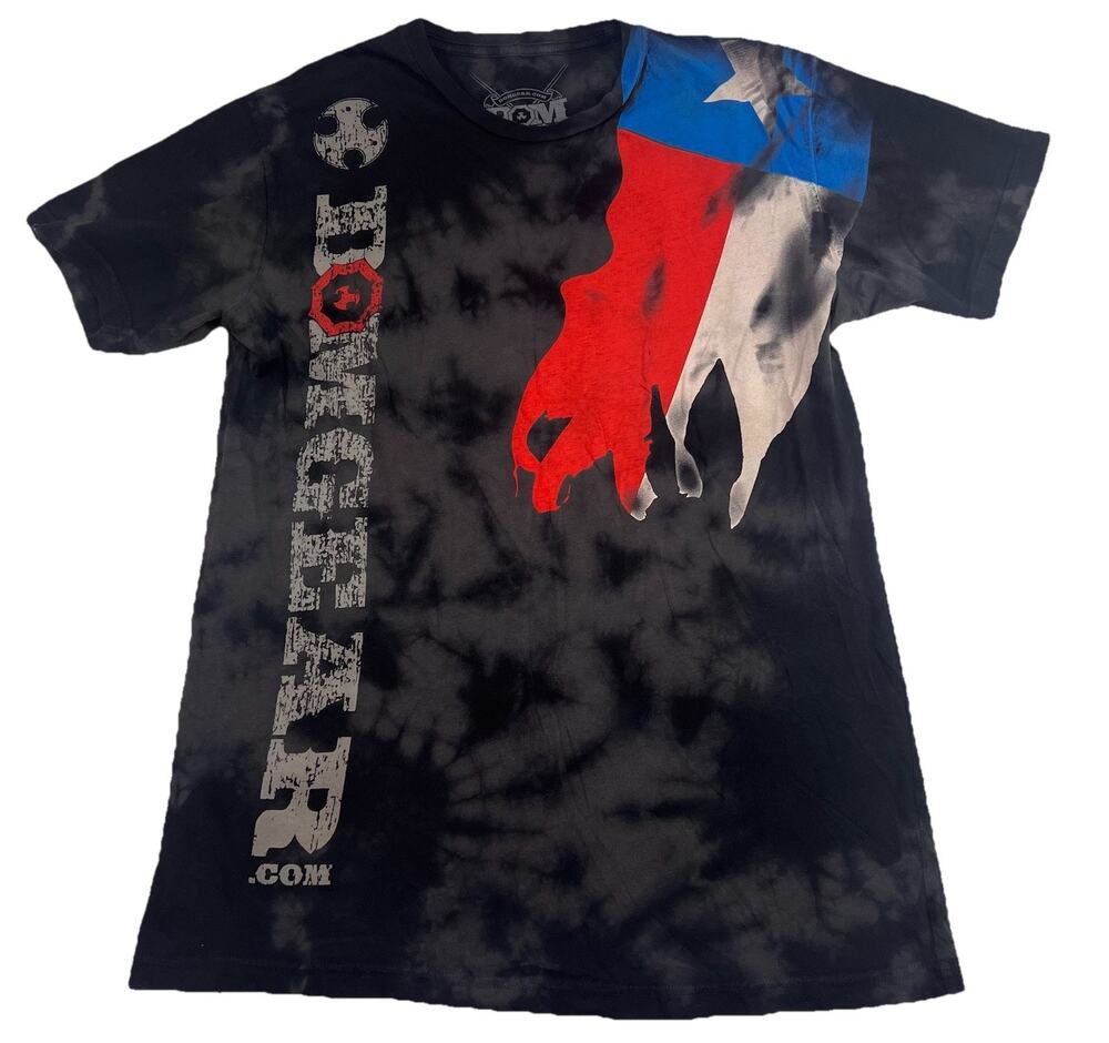 Dom Fight Gear T-Shirt Size M Black Gray Tie Dye Texas Flag MMA American Made